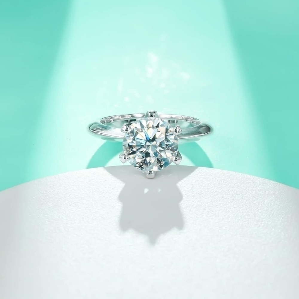 CERTIFIED 14k White Gold 2.0ct Diamond Ring Engagement Moissanite 925 Solitaire